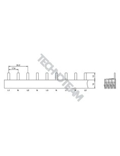 Busbar pin 4poles isolated 17,6mm/35,2mm 3907