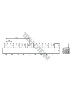 Barra forcella 4poli isolata 18mm/72mm 3320/10