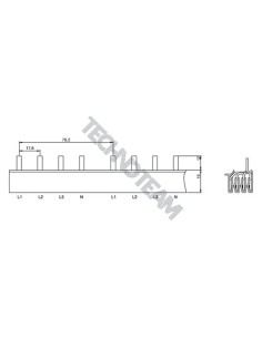 Barra pin 4poli isolata 17,6mm/79,2mm 3872SPM