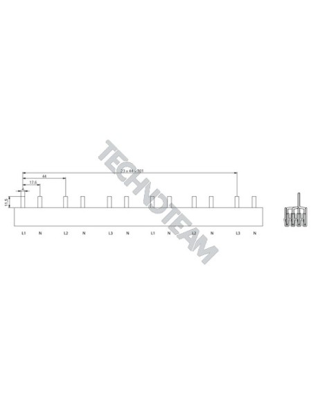Barra pin 4P 16mm2 48x17,6mm
