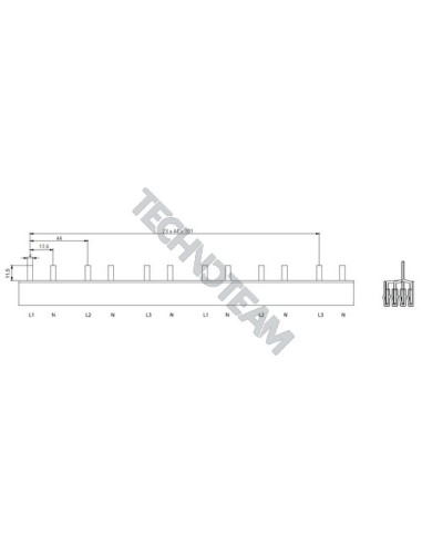 Barra pin 4P 16mm2 48x17,6mm