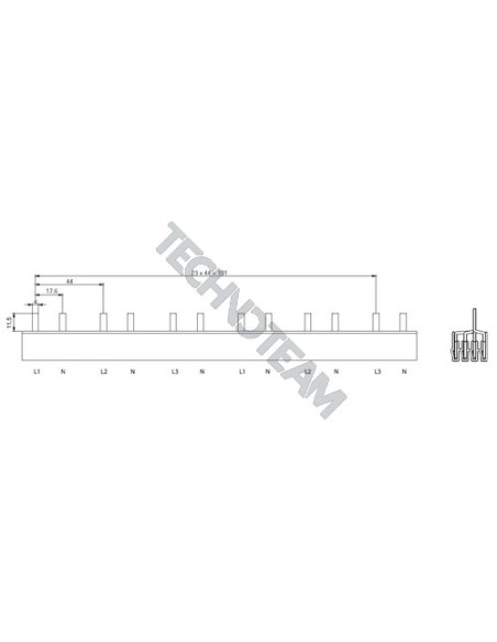 Barra pin 4P 16mm2 48x17,6mm