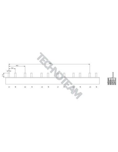 Busbar pin 4P 16mm2 42x17,8mm