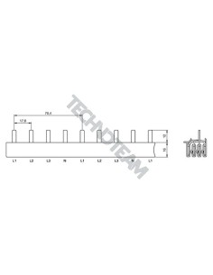Busbar pin 4poles isolated 17,6mm/70,4mm 3900SPM