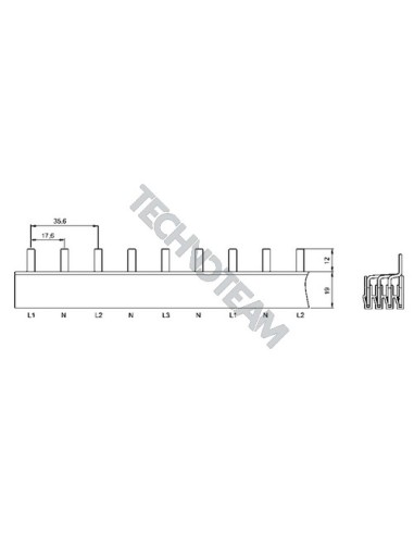 Barra pin 4poli isolata 17,8mm/35,6mm 3905SPM