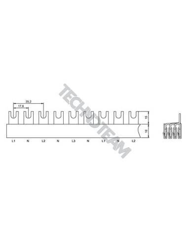 Barra forcella 4poli isolata 17,8mm/71,2mm 706T
