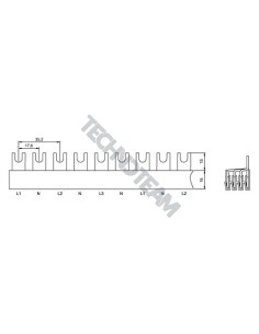 Busbar fork 4poles isolated 17,8mm/71,2mm 706T/16