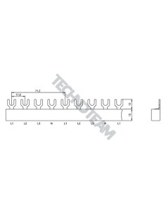 Busbar fork 4poles isolated 17,8mm/71,2mm ES41816