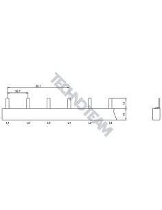 Busbar pin 3poles isolated 36,7mm/80,1mm ES S3091