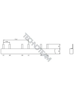 Busbar pin 3poles isolated 17,8mm/71,2mm ESS 3121