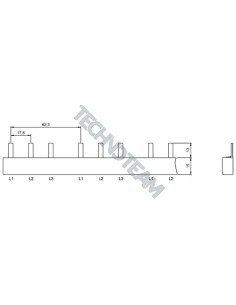 Busbar pin isolated 3P 10mm2 12x17,8mm