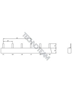 Barra pin 3poli isolata 27mm/81mm ES S32706