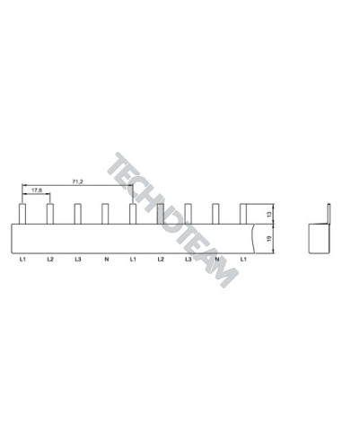 Busbar pin 4poles isolated 17,8mm/71,2mm ESS40816