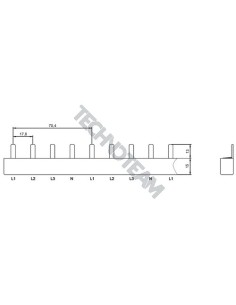 Barra pin 4poli isolata 17,8mm/71,2mm ES S40816A