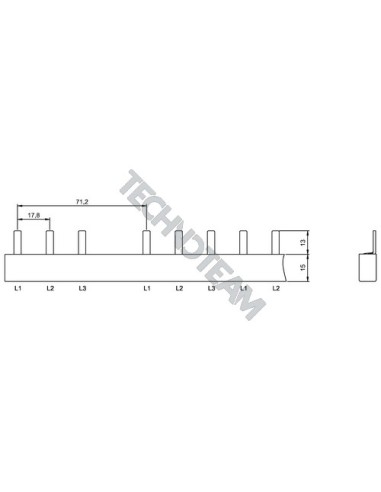 Barra pin 3poli isolata 17,8mm/71,2mm ES SFI5L