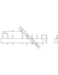 Barra pin 3poli isolata 17,8mm/71,2mm ES SFI6L