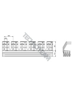 Busbar pin isolated 4P 16mm2 74x17,8mm