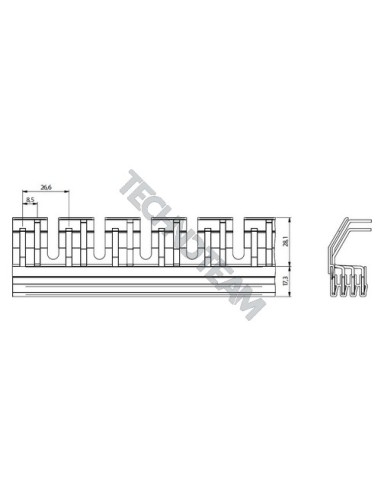 Barra pin isolata 4P 16mm2 74x17,8mm
