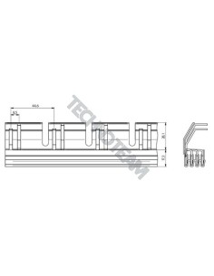 Busbar pin isolated 4P 16mm2 44x35,6mm