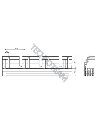 Barra pin isolata 4P 16mm2 44x35,6mm