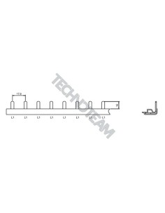 Busbar pin 1pole 90° isolated distance 17,6mm