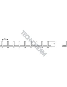 Busbar pin 1pole 1000VDC 16mm2 57x17,6mm 90°