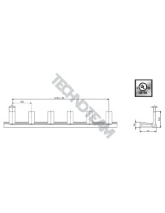Busbar isolated pin 1p 18mm2 57x17,8mm 90°UL508/1077