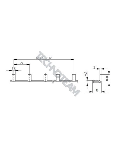 Busbar insolated pin 1p 1000VDC 25mm2 37x27mm 90°UL508/1077