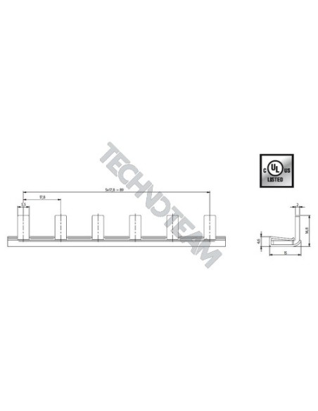 Barra isolata pin 1p 25mm2 6x17,8mm 90° UL508/1077