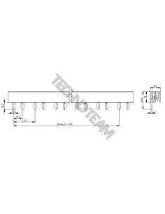 Barra isolata pin 2p 1000VDC 18mm2 46x17,8mm 90° UL