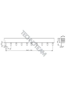 Barra isolata pin 3p 1000VDC 18mm2 39x17,8mm 90° UL
