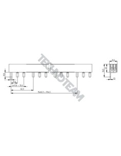 Barra isolata pin 3p 1000VDC 18mm2 48x17,8mm 90° UL