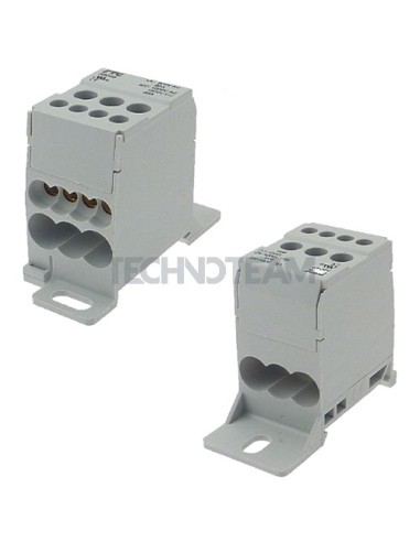 Blocco di distr.1polo IN:3x(2,5-25mm2) OUT:4x(2,5-6mm2)) Cu