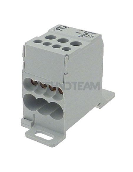 Blocco di distr.1polo IN:3x(2,5-25mm2) OUT:4x(2,5-6mm2) Al
