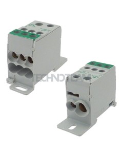 Blocco di distr.1polo IN:1x(35mm2)1x(16mm2) OUT:6x(16mm2)ver