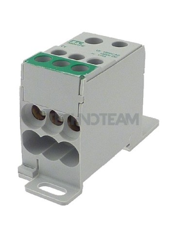 Blocco di distr.1polo IN:1x(35mm2)1x(16mm2) OUT:6x(16mm2)ver