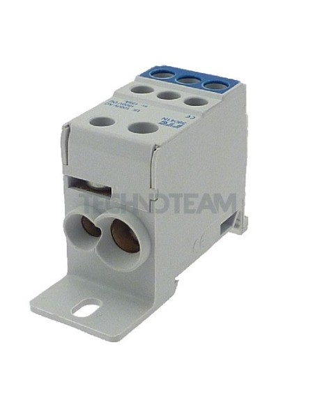 Blocco di distr.1polo IN:1x(35mm2)1x(16mm2) OUT:6x(16mm2)blu