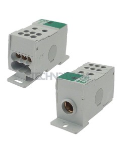 Blocco di distribuz.1polo IN:1x(70mm2) OUT:6x(16mm2) verde