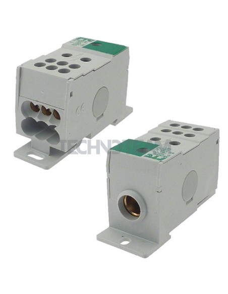 Blocco di distribuz.1polo IN:1x(70mm2) OUT:6x(16mm2) verde