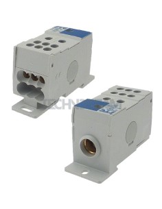 Blocco di distribuz.1polo IN:1x(70mm2) OUT:6x(16mm2) blu