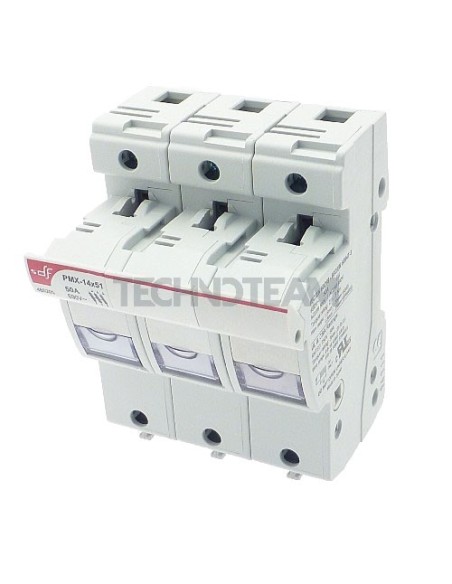 Fuse holder 14x51 690VAC 750VDC IEC 750V AC UL 3poles