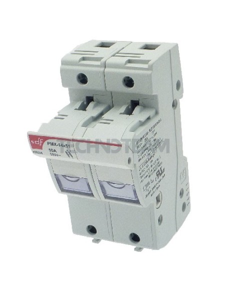 Base portafusibile 14x51 690VAC 750VDC IEC 750V AC UL 2poli