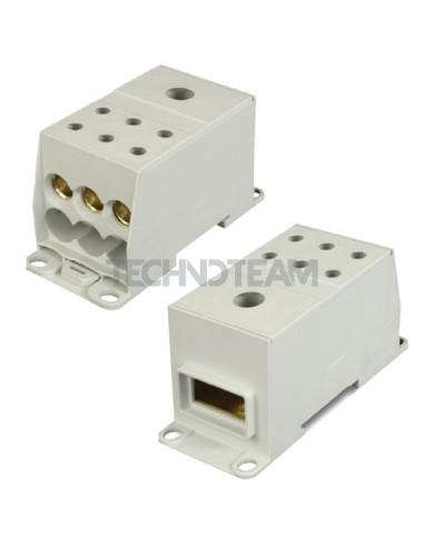 Distribution block 1pole IN:1x(25x10mm) OUT:6x(50mm2) Cu