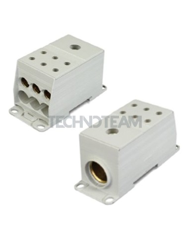 Blocco di distribuz.1polo IN:1x(240mm2) OUT:6x(50mm2) Al