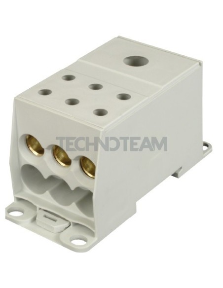 Blocco di distribuz.1polo IN:1x(25x10mm) OUT:6x(50mm2) Cu