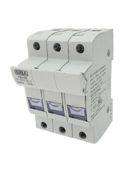 Base portafusibile 10x38 690VAC/750VDC 3poli