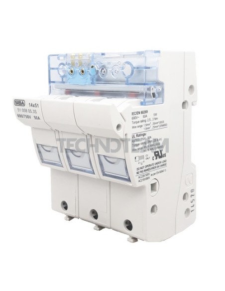 Portafusibile 14x51 690VAC/750VDC 3P con micro